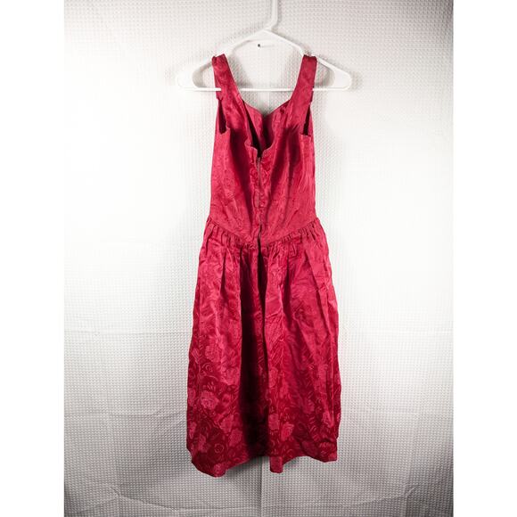 Will Steinman Original Red Floral Jacquard Vintage 50s Dress Fit and Flare - Picture 4 of 6